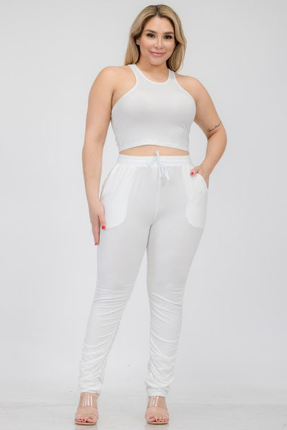 Plus Size Luxe Tank & Ruched Pants Set - Trendy, Comfy, Chic!