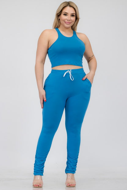 Plus Size Luxe Tank & Ruched Pants Set - Trendy, Comfy, Chic!