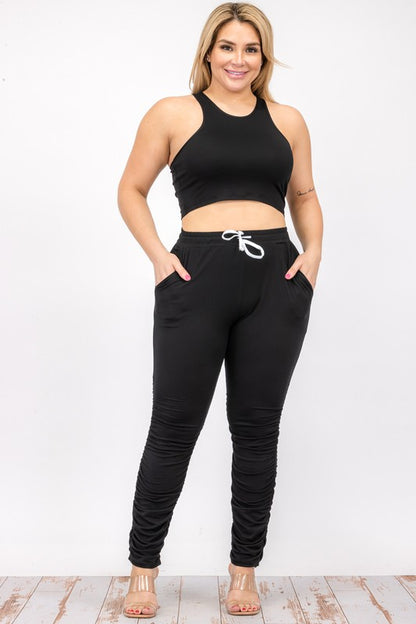 Plus Size Luxe Tank & Ruched Pants Set - Trendy, Comfy, Chic!