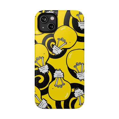 Sunshine Glow iPhone Case: Illuminate Your Device with Bright Yellow Light Bulbs, iPhone 13-15