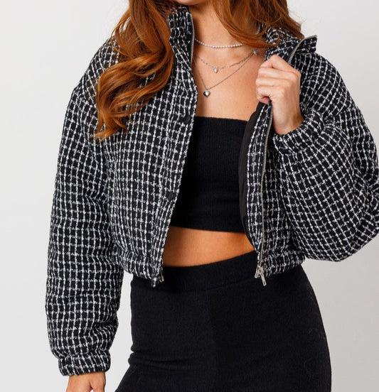 Tweed Crop Puffer Jacket