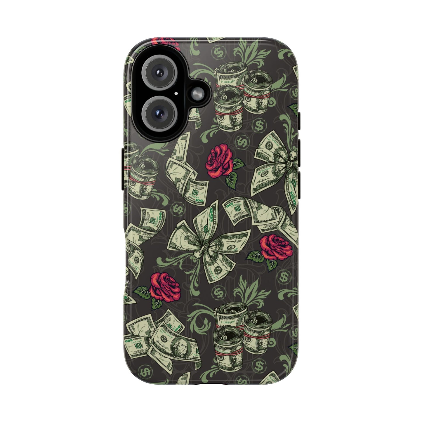 Money And Roses Tough Phone Case For Bold Urban Style Enthusiasts Dual Layer Protection With Cash And Rose Print