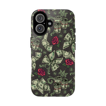 Money And Roses Tough Phone Case For Bold Urban Style Enthusiasts Dual Layer Protection With Cash And Rose Print