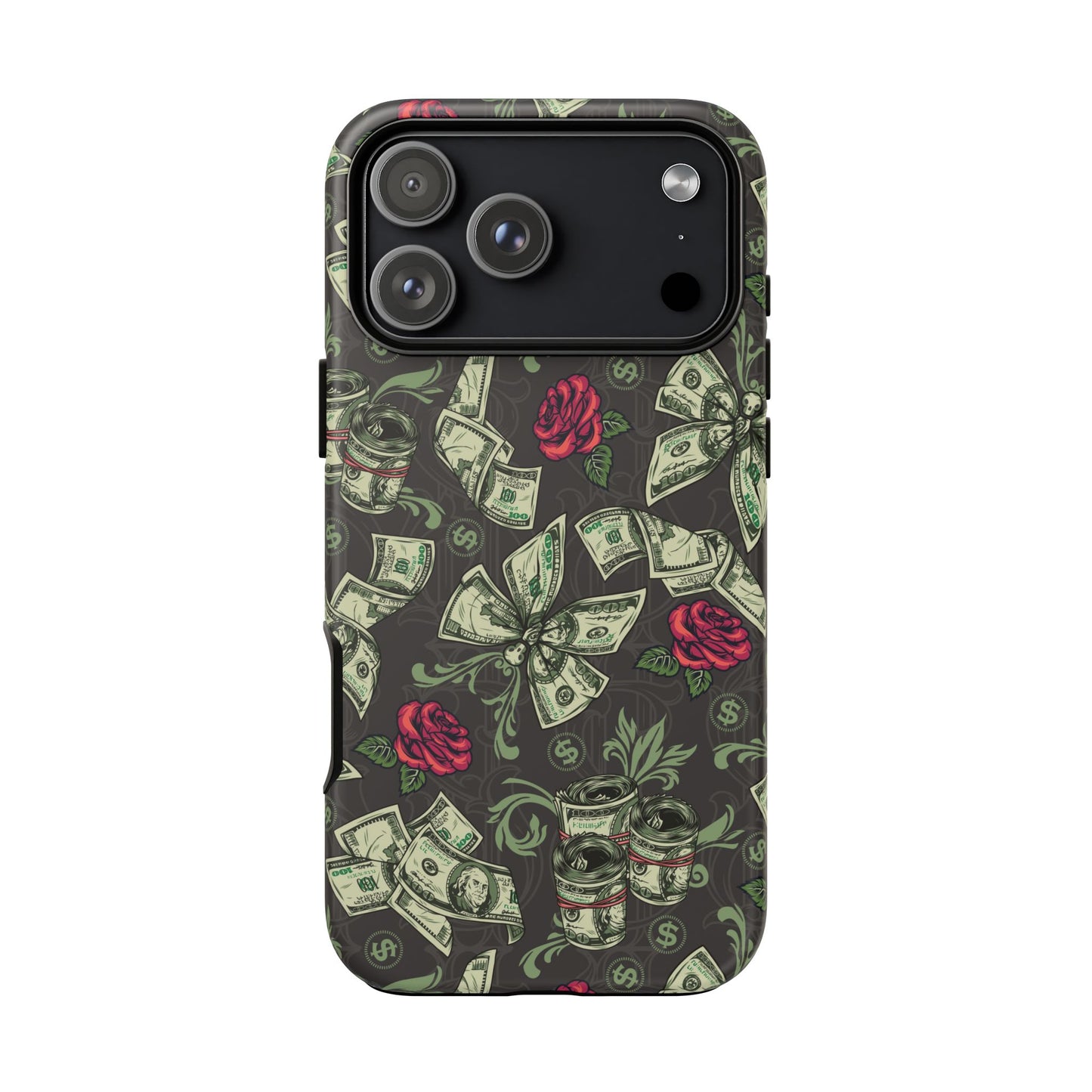 Money And Roses Tough Phone Case For Bold Urban Style Enthusiasts Dual Layer Protection With Cash And Rose Print