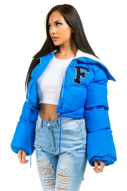 Bold Blue Oversized Puffer Jacket