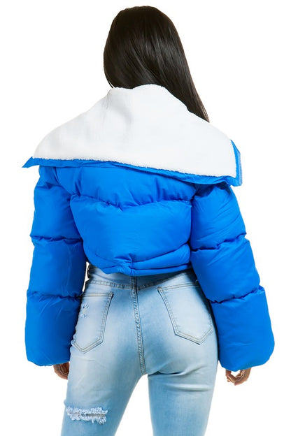 Bold Blue Oversized Puffer Jacket