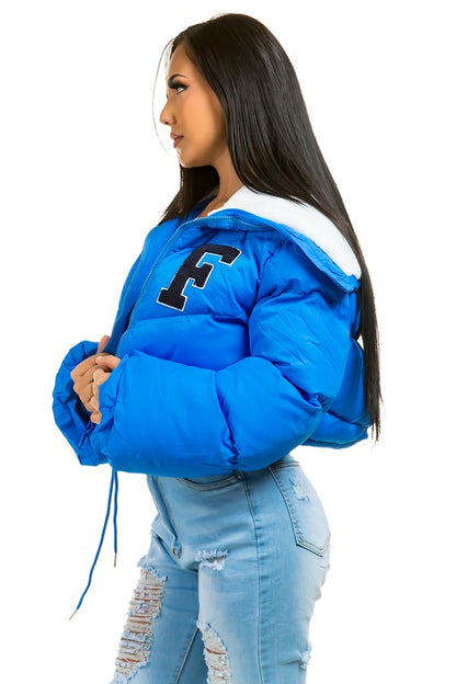 Bold Blue Oversized Puffer Jacket