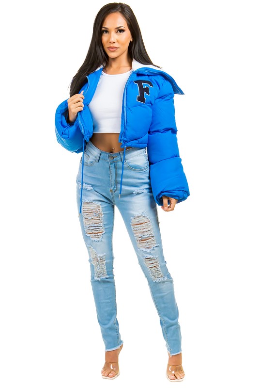 Bold Blue Oversized Puffer Jacket