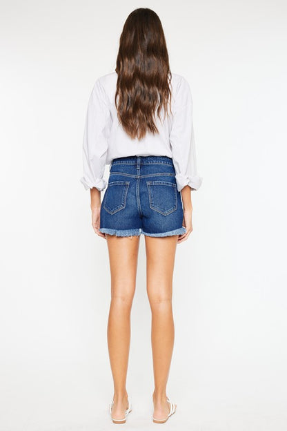 High Rise No Stitch Frayed Hem Shorts KanCan