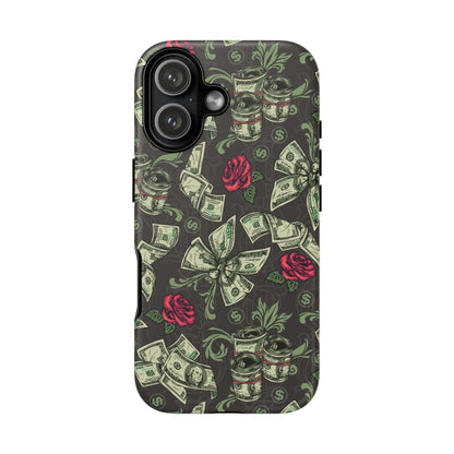 Money And Roses Tough Phone Case For Bold Urban Style Enthusiasts Dual Layer Protection With Cash And Rose Print
