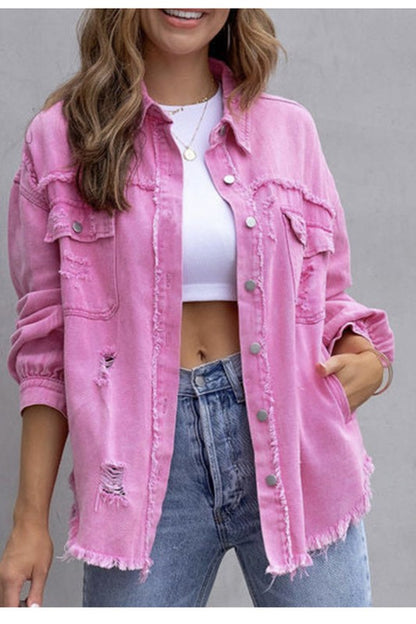 Frayed Chic Oversized Denim Jacket – Your New Everyday Vibe