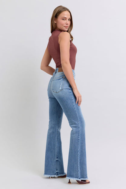 Judy Blue Full Size Raw Hem High Rise Bootcut Jeans - Your Go-To Stylish Denim