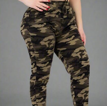 French Terry Camo Print Joggers - Soft & Stretchy Women's Joggers Small - 3X