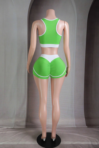 Lime Glow Contour Cotton Jersey Bralette + Mini Short Set