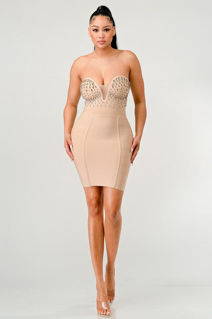 Betting on you casual embellished bandage dress