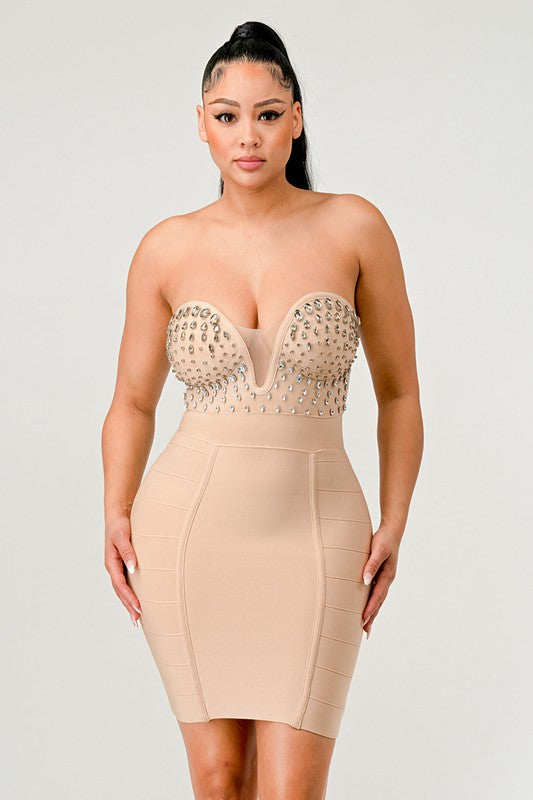 Betting on you casual embellished bandage dress