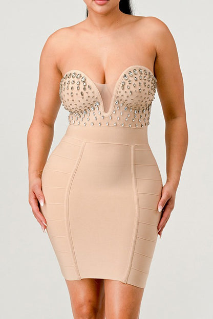 Betting on you casual embellished bandage dress