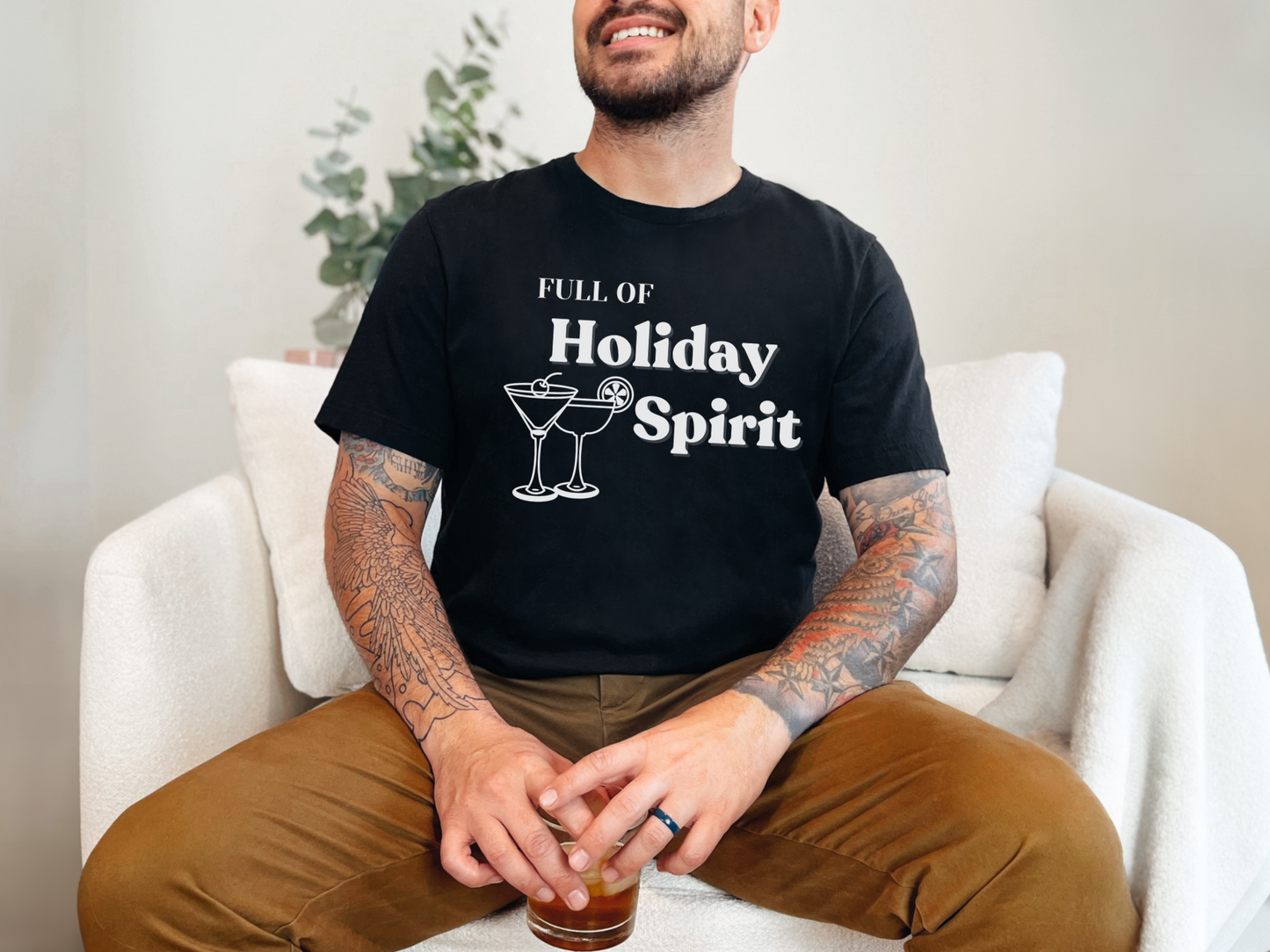 Full of Holiday Spirit Cocktail Christmas Tee