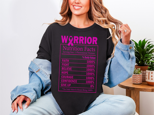 Warrior Nutrition Facts Breast Cancer Awareness Tee