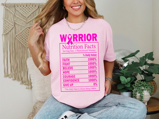 Warrior Nutrition Facts Breast Cancer Awareness Tee