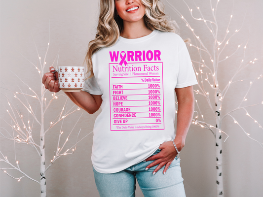 Warrior Nutrition Facts Breast Cancer Awareness Tee – Faith, Hope & Courage Edition