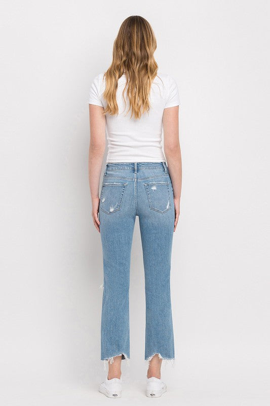 High Rise Distressed Cropped Straight Jeans Flying Monkey