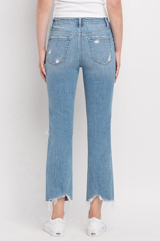 High Rise Distressed Cropped Straight Jeans Flying Monkey