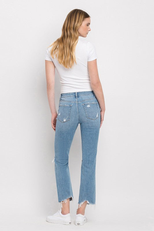 High Rise Distressed Cropped Straight Jeans Flying Monkey