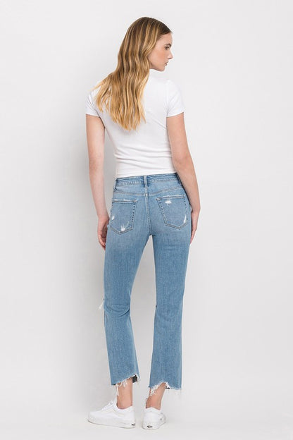 High Rise Distressed Cropped Straight Jeans Flying Monkey