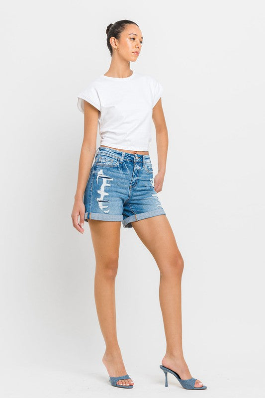 High Rise Double Cuff Shorts VERVET by Flying Monkey