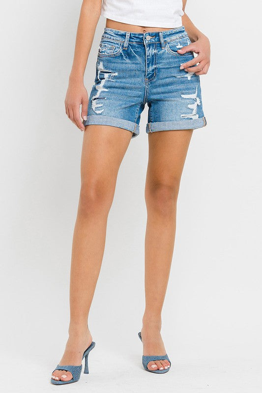 High Rise Double Cuff Shorts VERVET by Flying Monkey