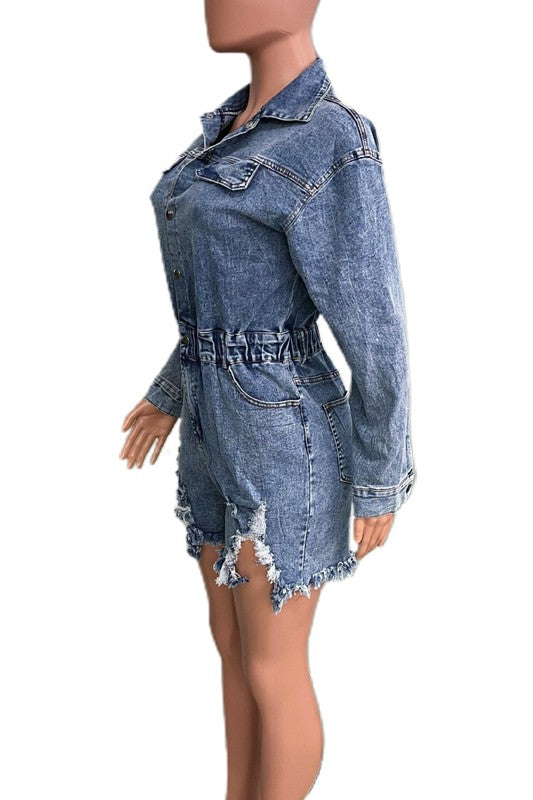 Blue Jean Denim Romper