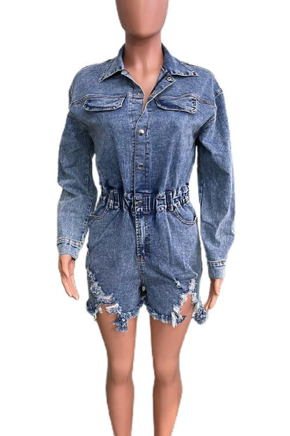 Blue Jean Denim Romper