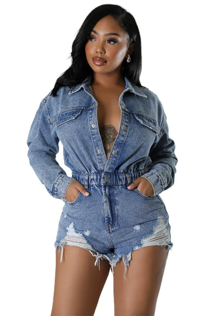 Blue Jean Denim Romper