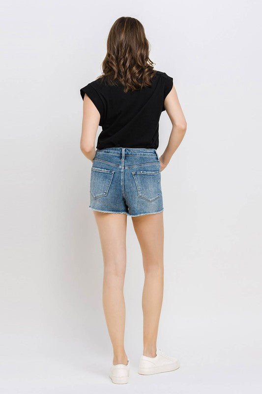 Super High Rise Button Up Stretch Shorts VERVET by Flying Monkey