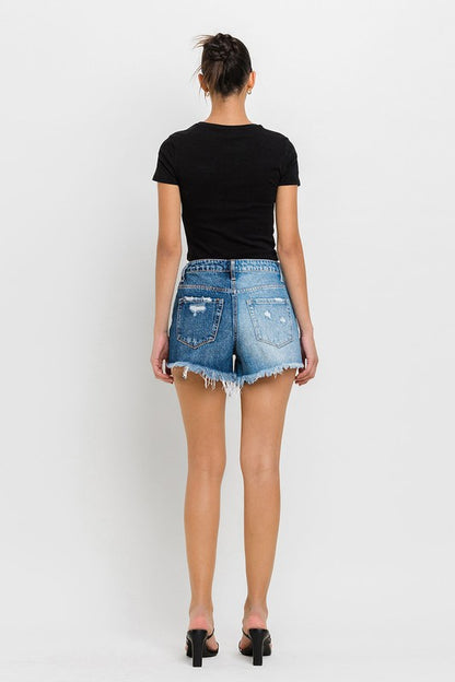 Super High Rise Two Tone Denim Shorts VERVET by Flying Monkey