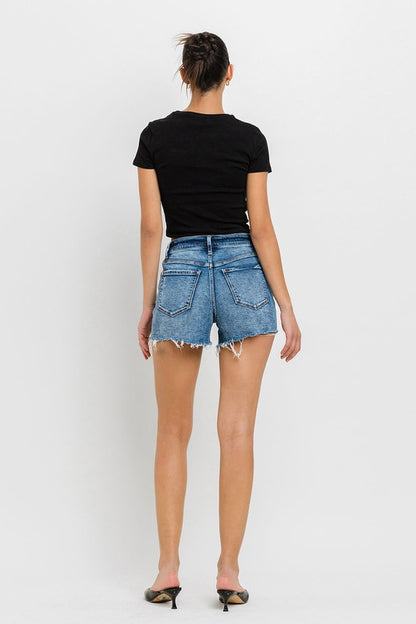 High Rise Raw Hem Denim Shorts VERVET by Flying Monkey