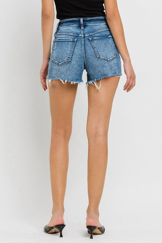 High Rise Raw Hem Denim Shorts VERVET by Flying Monkey