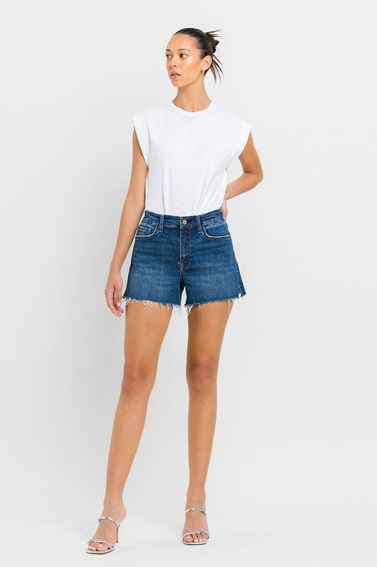 High Rise Slit Raw Hem A-Line Shorts VERVET by Flying Monkey