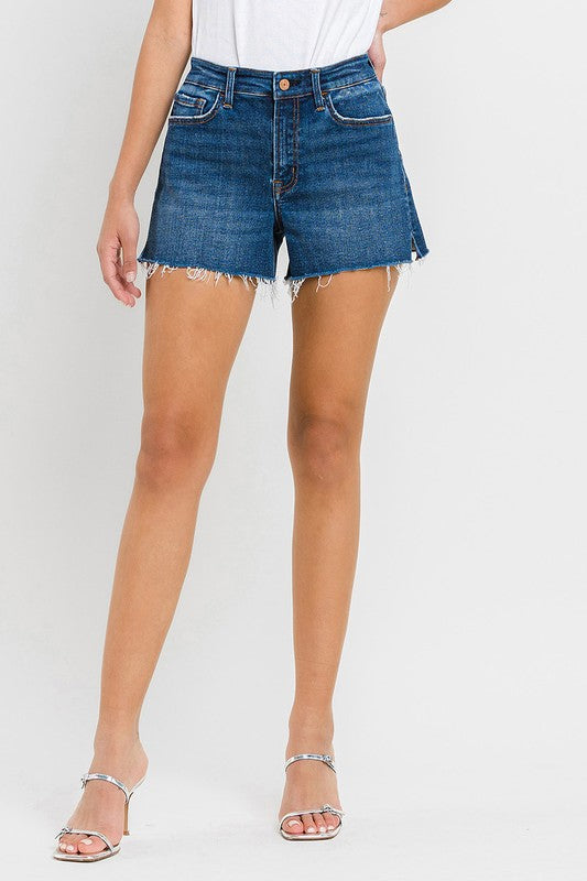 High Rise Slit Raw Hem A-Line Shorts VERVET by Flying Monkey