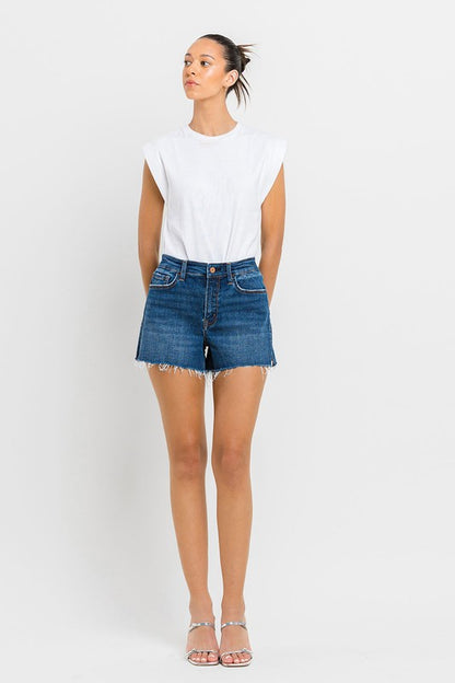 High Rise Slit Raw Hem A-Line Shorts VERVET by Flying Monkey