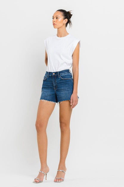 High Rise Slit Raw Hem A-Line Shorts VERVET by Flying Monkey