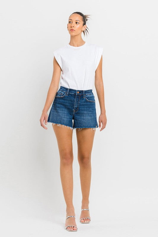 High Rise Slit Raw Hem A-Line Shorts VERVET by Flying Monkey