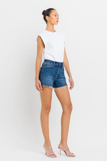 High Rise Slit Raw Hem A-Line Shorts VERVET by Flying Monkey