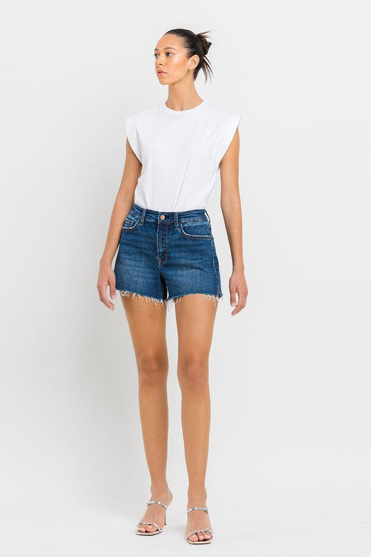 High Rise Slit Raw Hem A-Line Shorts VERVET by Flying Monkey