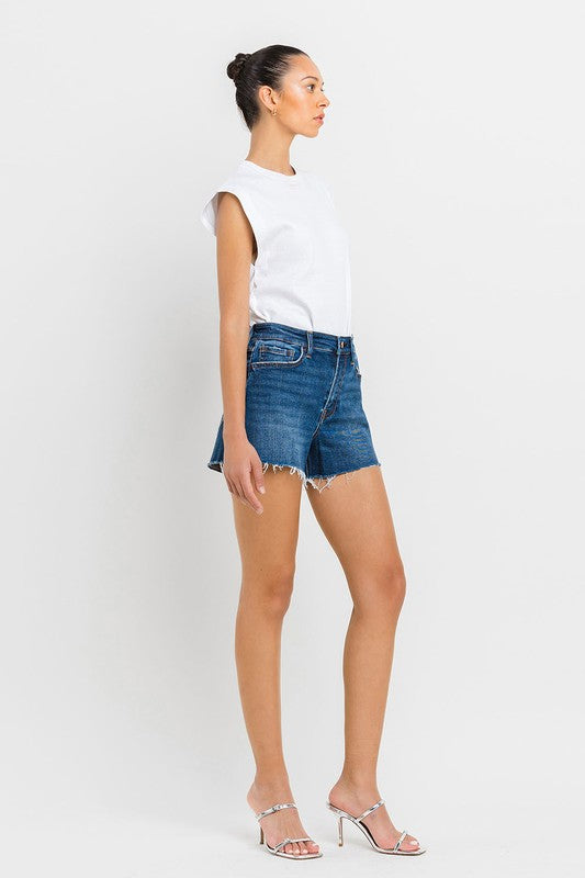 High Rise Slit Raw Hem A-Line Shorts VERVET by Flying Monkey