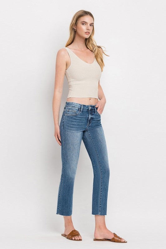 Mid Rise Crop Slim Straight Jeans VERVET by Flying Monkey