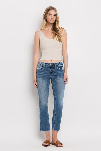 Mid Rise Crop Slim Straight Jeans VERVET by Flying Monkey