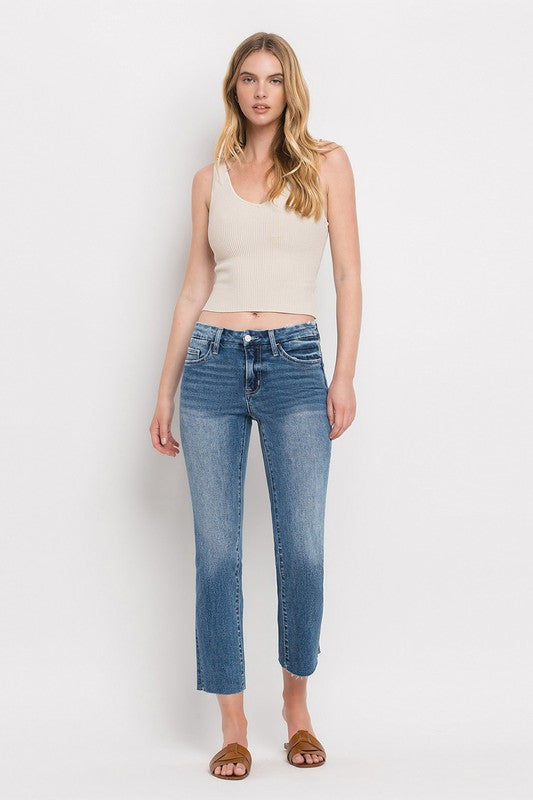 Mid Rise Crop Slim Straight Jeans VERVET by Flying Monkey