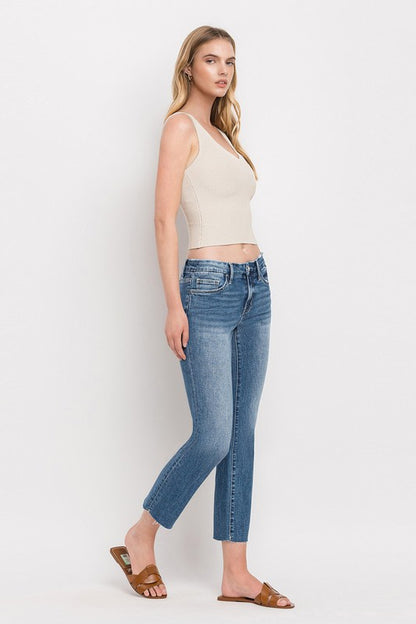 Mid Rise Crop Slim Straight Jeans VERVET by Flying Monkey